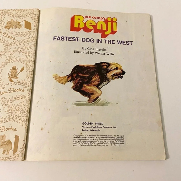 Vintage 1978 Joe Camps Benji Fastest Dog in the West Little Golden Book - Picture 8 of 16